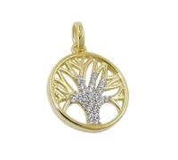 Anhänger 15mm Baum des Lebens mit Zirkonias 9Kt GOLD