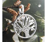 Anhänger 15mm Baum des Lebens mit Zirkonias Silber 925