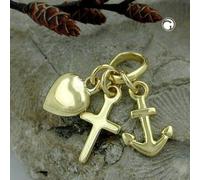 Anhänger 15mm Glaube-Liebe-Hoffnung glänzend 9Kt GOLD