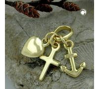 Anhänger 15mm Glaube-Liebe-Hoffnung glänzend 9Kt GOLD