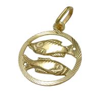Anhänger 15mm Sternzeichen Fische 9Kt GOLD