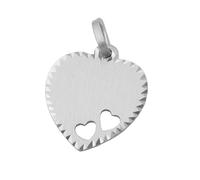 Anhänger 15x14mm Gravurplatte Herz mit 2 Herzen matt-diamantiert Silber 925