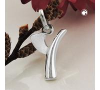 Anhänger 15x9mm Buchstabe Y teilmattiert glänzend Silber 925