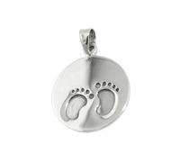 Anhänger 16mm Gravuranhänger kleine Füße glänzend geschwärzt Silber 925