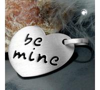 Anhänger 16x20,5mm Herz mit Inschrift - be mine - mattiert rhodiniert Silber 925