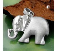 Anhänger 16x21mm Elefant matt-glänzend rhodiniert Silber 925