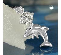 Anhänger 16x8mm Delfin mit Zirkonia glänzend Silber 925
