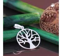 Anhänger 18mm Baum des Lebens kreisrund glänzend Silber 925