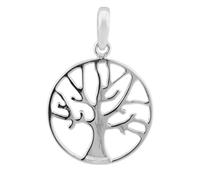 Anhänger 18mm Baum des Lebens kreisrund glänzend Silber 925