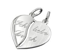 Anhänger 18x17mm Doppelanhänger Herz mit Gravur - Ich liebe Dich - Silber 925