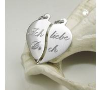 Anhänger 18x17mm Doppelanhänger Herz mit Gravur - Ich liebe Dich - Silber 925