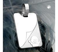 Anhänger 19x14mm Gravurplatte mit Baby matt-glänzend Silber 925