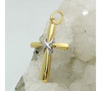 Anhänger 20x14mm Kreuz bicolor glänzend 9Kt GOLD