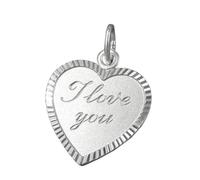 Anhänger 20x17mm Herz mit Gravur -I love you- Silber 925
