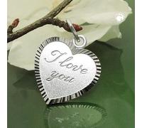Anhänger 20x17mm Herz mit Gravur -I love you- Silber 925