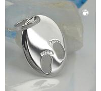 Anhänger 21x17mm Gravuranhänger zur Geburt kleine Füße Silber 925