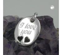 Anhänger 21x17mm mit Gravur -I love you- Silber 925
