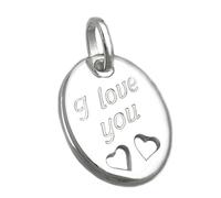 Anhänger 21x17mm mit Gravur -I love you- Silber 925