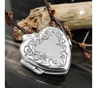 Anhänger 22x20x6mm Medaillon Herz mit Ornament glänzend geschwärzt Silber 925