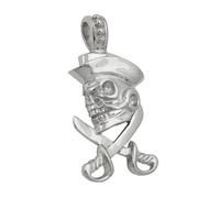 Anhänger 25x12mm Totenkopf mit Piratenhut Silber 925