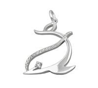 Anhänger 26x19mm stilisierter Delfin mit Zirkonias glänzend Silber 925
