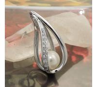 Anhänger 27x12x12mm Zuchtperle 8mm rhodiniert Silber 925