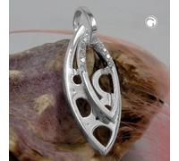 Anhänger 30x12mm spitzoval mit Zirkonias glänzend Silber 925