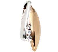 Anhänger 375 Gold Rotgold Weißgold bicolor 3 Zirkonia Gold Anhänger