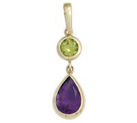 Anhänger 585 Gold Gelbgold 1 Peridot grün 1 Amethyst violett Goldanhänger