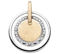 Anhänger 585 Gold Gelbgold Weißgold bicolor eismatt 14 Diamanten Brillanten