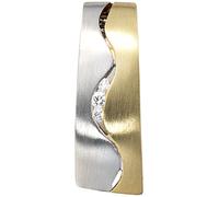 Anhänger 585 Gold Gelbgold Weißgold bicolor matt 3 Diamanten Brillanten