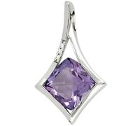 Anhänger 585 Gold Weißgold 1 Amethyst lila violett 3 Diamanten Brillanten