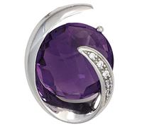 Anhänger 585 Gold Weißgold 1 Amethyst lila violett 5 Diamanten Brillanten 0,02ct