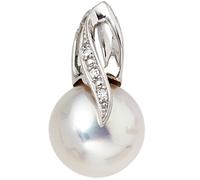 Anhänger 585 Gold Weißgold 1 Süßwasser Perle 3 Diamanten Perlenanhänger
