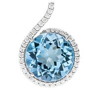 Anhänger 585 Gold Weißgold 37 Diamanten Brillanten 1 Blautopas hellblau blau