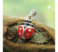 Anhänger 9x7mm Marienkäfer rot-schwarz emailliert Silber 925