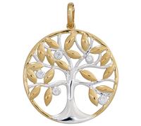 Anhänger Baum 585 Gold Gelbgold bicolor 5 Diamanten Brillanten Goldanhänger