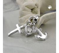 Anhänger ca. 23mm Glaube-Liebe-Hoffnung mit Zirkonia Silber 925