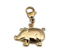 Anhänger Charm Einhänger Schwein in Gold 333 Gelbgold Karabiner Qualität 8 Karat