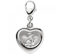 Anhänger Charm Schutzengel 925 Sterling Silber teil matt Herzcharm