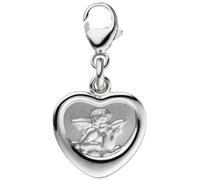 Anhänger Charm Schutzengel 925 Sterling Silber teil matt Herzcharm