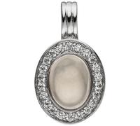 Anhänger Einhänger Oval 925 Sterling Silber 1 Rosenquarz 22 Zirkonia