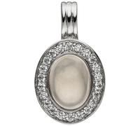 Anhänger Einhänger Oval 925 Sterling Silber 1 Rosenquarz 22 Zirkonia