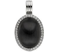 Anhänger Einhänger Oval 925 Sterling Silber Mondstein-Imitation und 38 Zirkonia