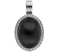 Anhänger Einhänger Oval 925 Sterling Silber Mondstein-Imitation und 38 Zirkonia
