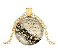 Anhänger Halskette Klarinette Und Musik Anhänger Cabochon Halskette Mode Schmuck Musik Liebhaber Klarinette Spieler Geschenk Für Frauen Mädchen Weihnachten