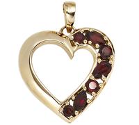 Anhänger Herz 585 Gold Gelbgold 7 Granate rot Herzanhänger Granatanhänger
