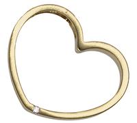 Anhänger Herz 585 Gold Gelbgold matt 1 Diamant Brillant Herzanhänger Goldherz