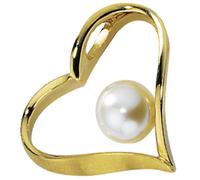 Anhänger Herz 585 Gold Gelbgold mattiert 1 Süßwasser Perle Perlenanhänger