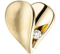 Anhänger Herz 585 Gold Gelbgold teilmatt 1 Diamant Brillant Herzanhänger